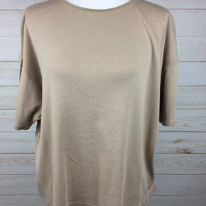 Chana Women's Tan Short Sleeve Knit Top Size Plus One (16-22)